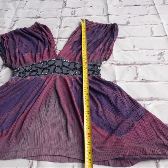 FREE PEOPLE Women's Small 100% Modal Purple/Pink Gray Top with Waist Detail - Picture 14 of 15